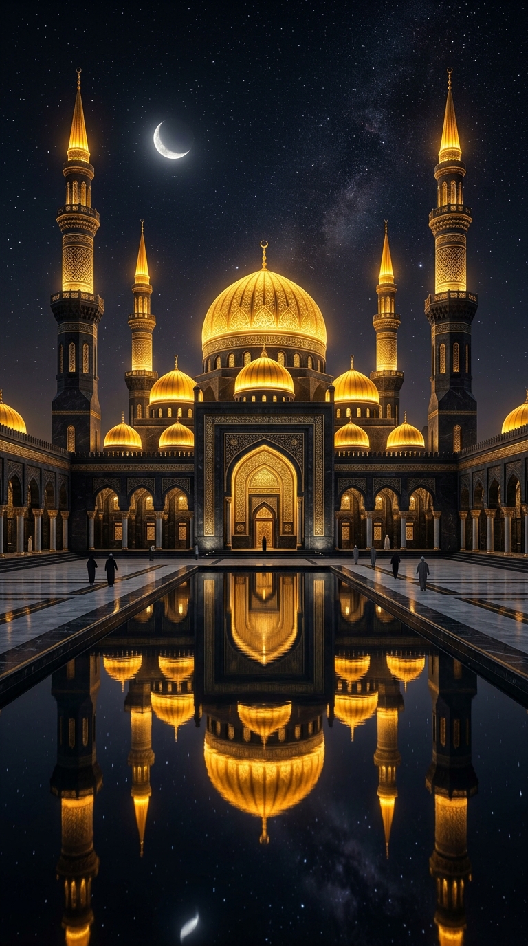 Black Gold Mosque Wallpaper